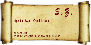 Spirka Zoltán névjegykártya